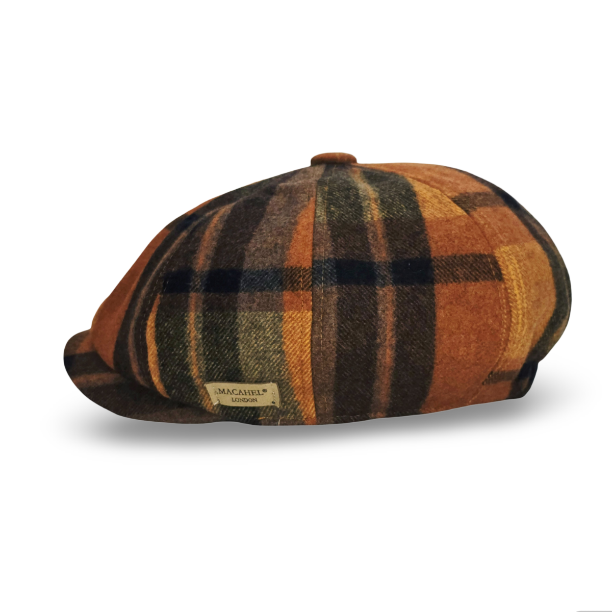 Orange/Brown Eight Panel Flat Cap
