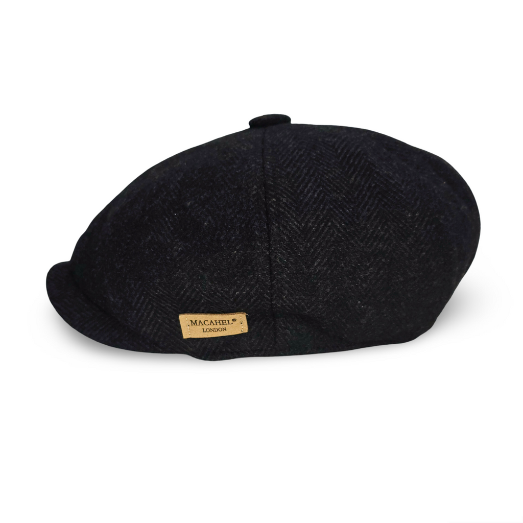 Eight Panel Deep Gray Herringbone Cap