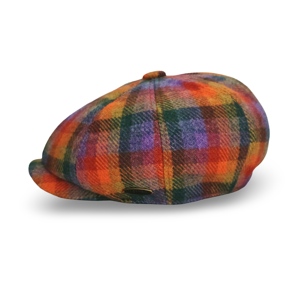 Rainbow Check Eight Panel Flat Cap – 100% Wool