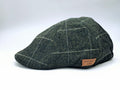 Green Herringbone Check Six Panel Flat Cap – 100% Wool